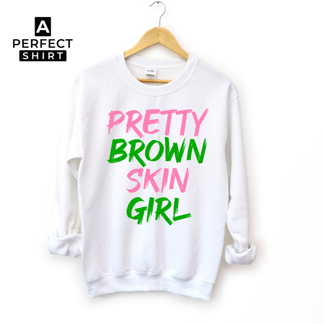 Pink & Green Pretty Brown Skin Girl Sweatshirt – A Perfect Shirt